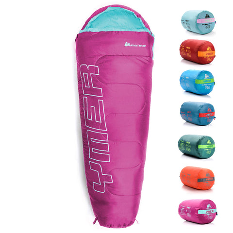 Sleeping Bag Camping Gear Travel Sleep Essential Insulated Warm Lightweight Traveling Hiking Indoor Outdoor All Season Adults Kids Teens Spring Summer Fall YMER ((130+25) x60/40cm, Pink/Light Green)