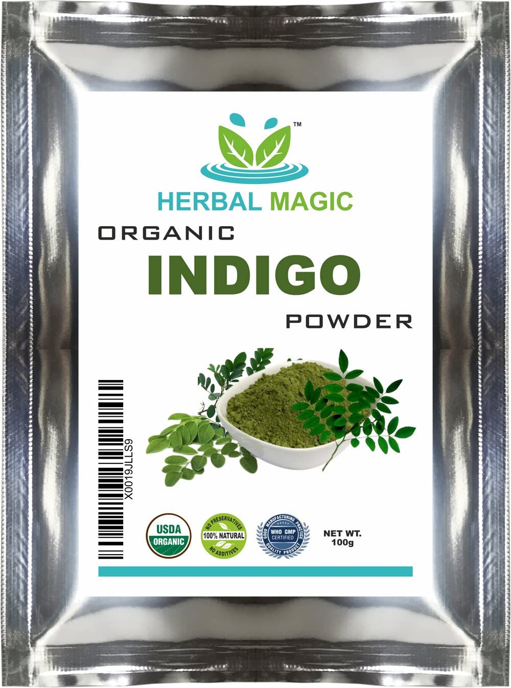 Herbal Magic's 100% Pure & Natural Indigo Powder |Black Henna |Herbal Hair Dye |Black/Brown |Hair Color | Chemical Free |Pure Premium Powder-100g