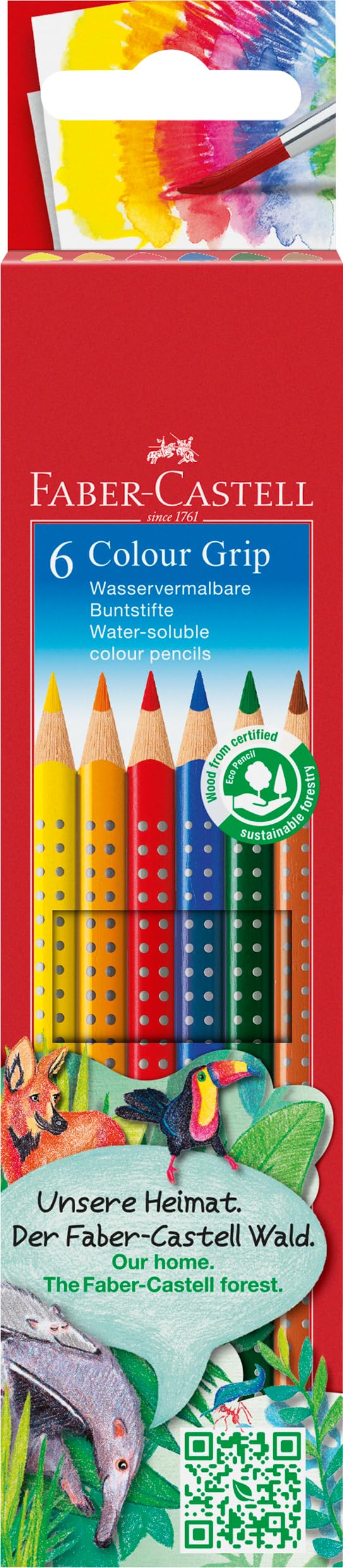 Faber-Castell Grip 2001 Water Soluble Colour Pencils (Pack of 6)