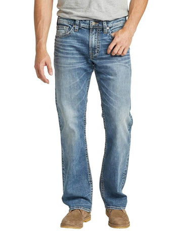 Silver Jeans Co. Men's Zac Relaxed Fit Straight Leg Jeans, Classic Dark Indigo, 28W x 34L