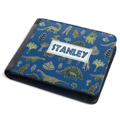 KRAFTYGIFTS Personalised Boys Wallet Dinosaur Childrens Bi-Fold Coin Kids Card Holder Dino Birthday Gift KK25