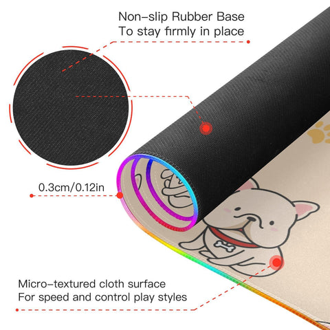 Beige Dogs Wireless Charging Mouse Pad for Mobile Phone Extra Large Gaming Mousepad with 13 Lighting Modes Mouse Mat for Gaming MacBook PC Laptop Desk Office Home