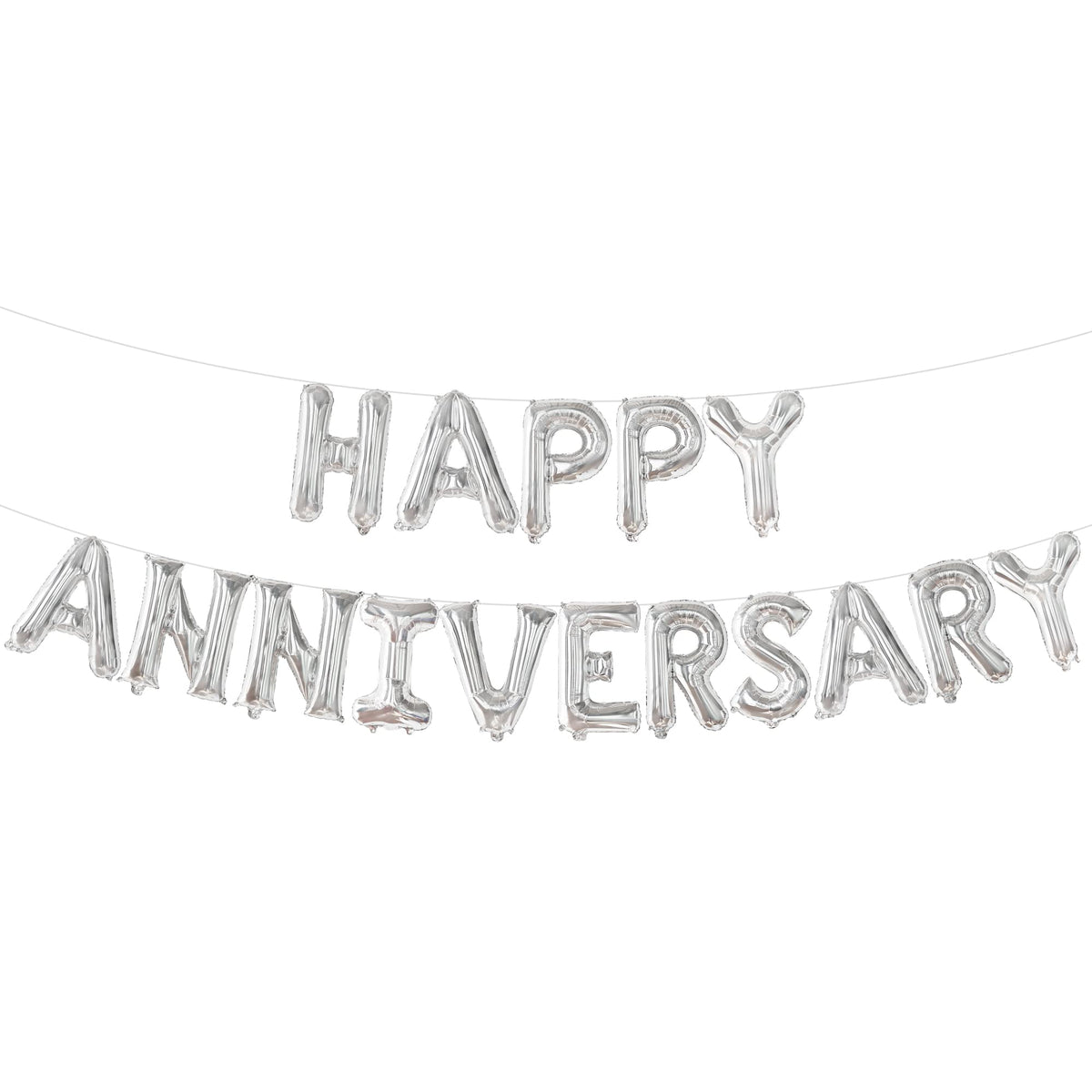 KatchOn, Silver Happy Anniversary Balloons Letters - 16 Inch | Happy Anniversary Banner for Happy Anniversary Decorations | Silver Happy Anniversary Backdrop | Silver Happy Anniversary Balloon Banner