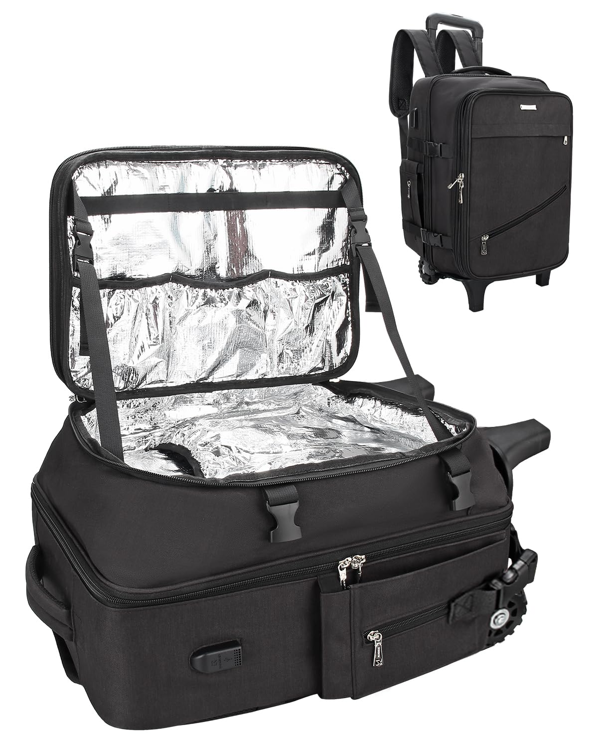 Relavel Hair Tools Travel Bag with 4 Pcs Clear Bags, Hair Stylist Backpack Hairdresser Cosmetology Bag, Heat Insulation Full Layer for Curling Iron, Hair Straightener, Travel Accessories Train Case, 230901-1