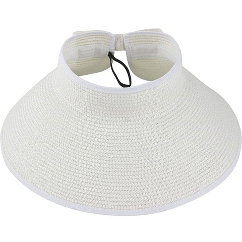 Jueshanzj Foldable Sunscreen Floppy Hat Visor Hats Sun Shade Straw Hat Women White one size