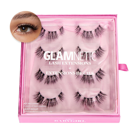Glamnetic Lash Extensions | Babygirl | Professional At Home False Eyelash Extensions| Salon-Quality, High Volume, Faux Mink Lashes | 4 Sets of Lash Clusters