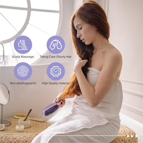 Maxmana Secret Curl Defining Brush, Curly Hair Brush Styling Brush for Detangling, Combing,Shaping and Defining Curls For Women and Men Less Pulling,Reduce Pulling and Curl Separation (Purple)