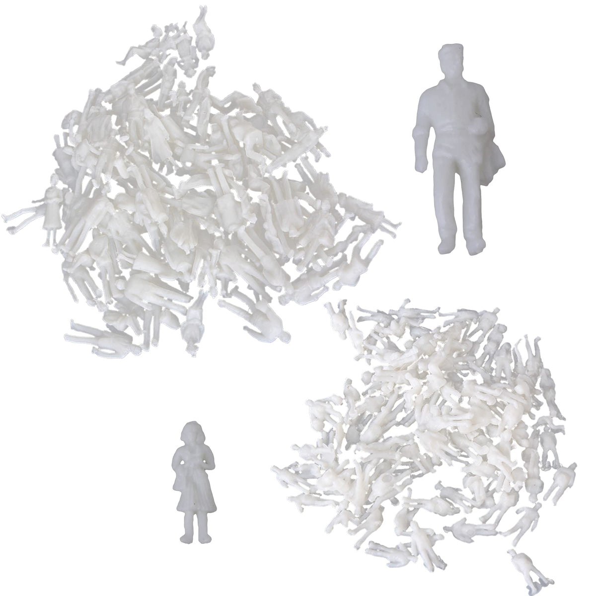 BQLZR Plastic Miniature Scenes Model Figures 7.6x4mm 1:100 19x6mm 1:200 Pack of 200