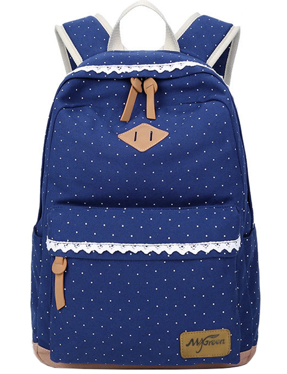 Mygreen Stylish Casual Girls Rucksack Canvas Cute Womens Backpack Laptop School Bag for Teens Blue
