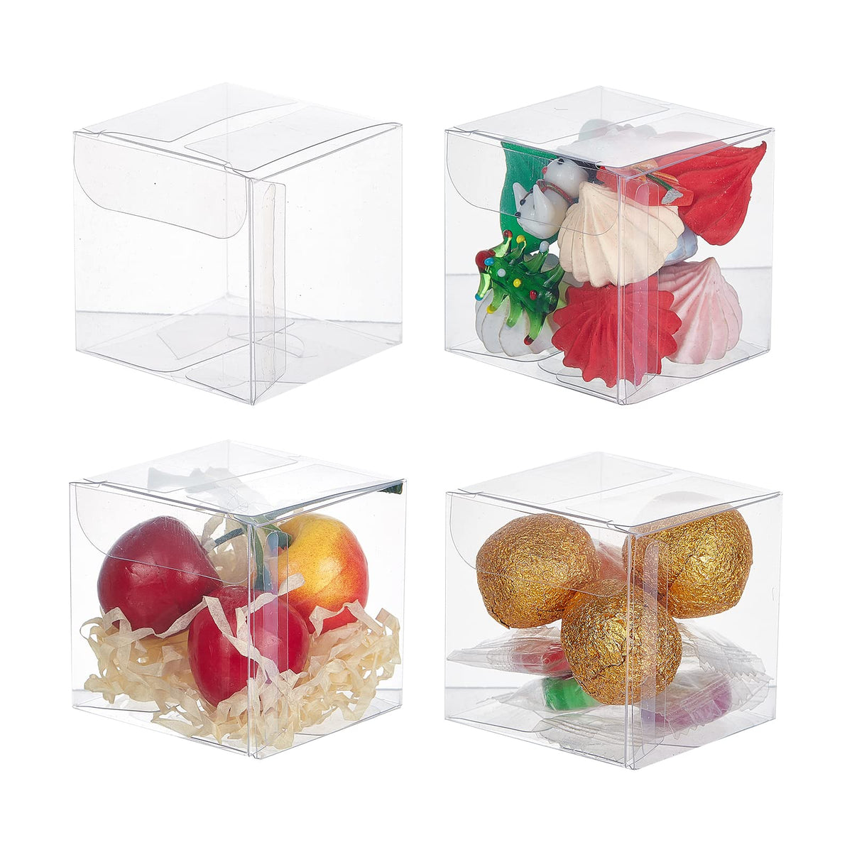 BENECREAT 60 Pack 2x2x2 Inch Clear Plastic Favor Box for Wedding Party Candy Choclates and Other Small Treats or Findings