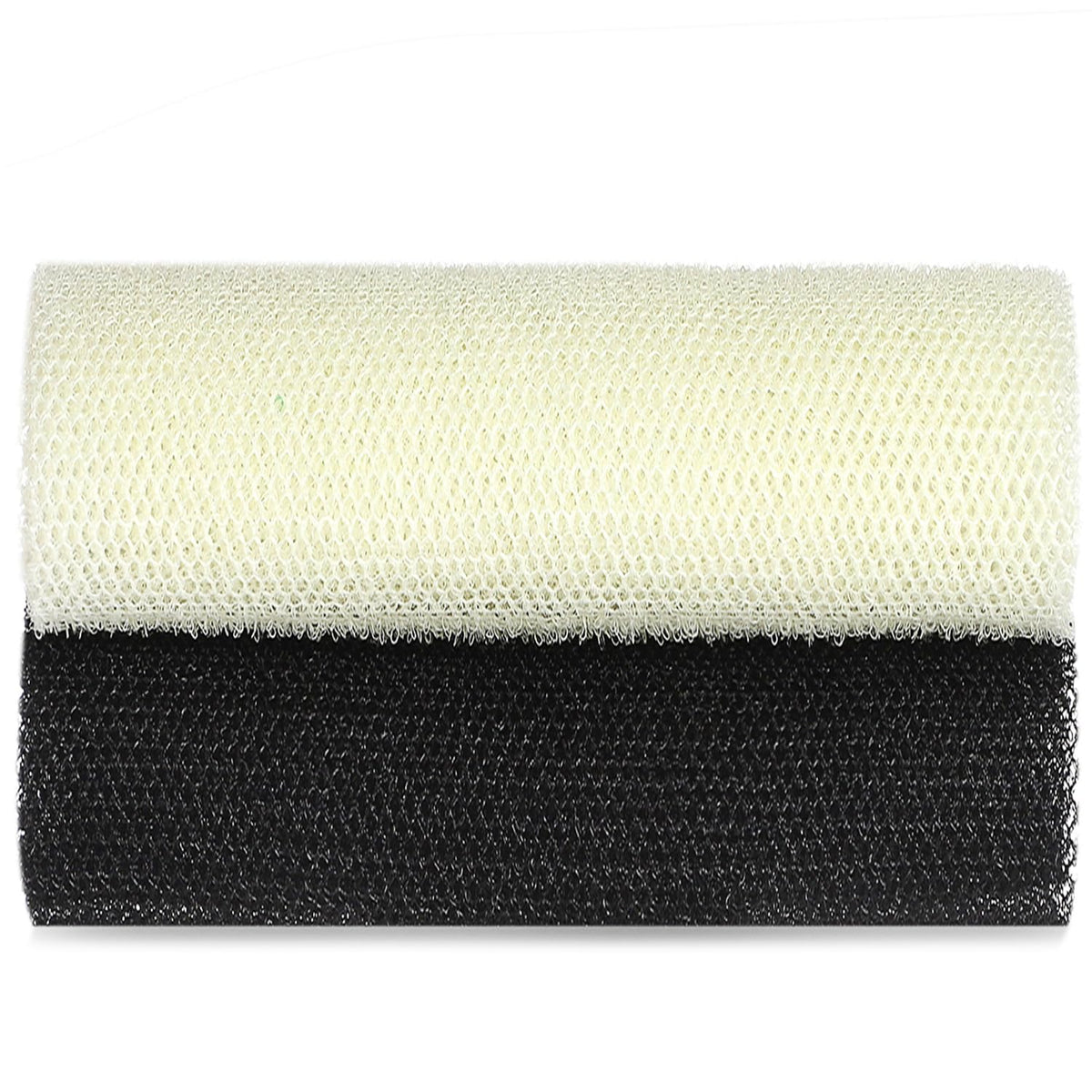 African Exfoliating Net,JASSINS African Sponge Net,Body Exfoliating Long Net Shower Body Scrubber Back Scrubber Skin Smoother (Black + Beige)