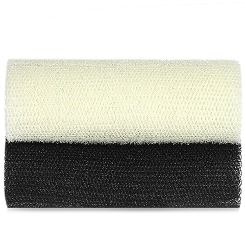 African Exfoliating Net,JASSINS African Sponge Net,Body Exfoliating Long Net Shower Body Scrubber Back Scrubber Skin Smoother (Black + Beige)