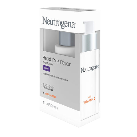 Neutrogena Rapid Tone Repair Night Cream with Retinol, Vitamin C and Hyaluronic Acid - Anti Wrinkle Face and Neck Moisturizer - Vitamin C, Retinol, Glycerin, Hyaluronic Acid, 1 fl. oz