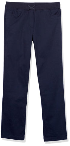 Nautica Girls' Toddler School Uniform Skinny Fit Stretch Twill Pant, Navy/Pull-on, 4T