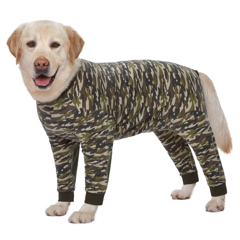 Yeapeeto Dog Onesie Surgery Recovery Suit for Large Medium Bodysuit Dogs Pajamas PJS Full Body for Shedding, Prevent Licking, Wound Protection, Cone Alternative (6XL, Camo)
