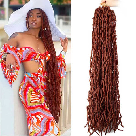 Datuoda 36 Inch Faux Locs Crochet Hair 6 Packs Soft Locs Crochet Braids Goddess Wavy Curly Locs Crochet Hair for Black Women (36 Inch (Pack of 6), 350#)