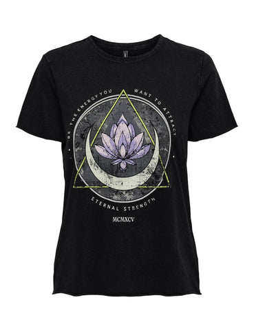 ONLY Womens Lucy Short Sleeve Top Black Lotus M