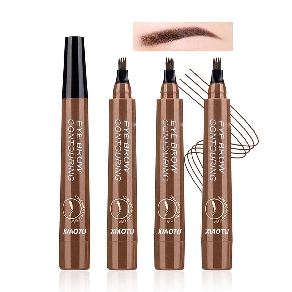 3PCS Eyebrow Microblading Pen,Eyebrow Pencil with a Micro-Fork Tip Applicator,Long Lasting Waterproof Brow Tattoo Pen,Smudge-Proof Eye Brow Pencils for Women,Dark Brown