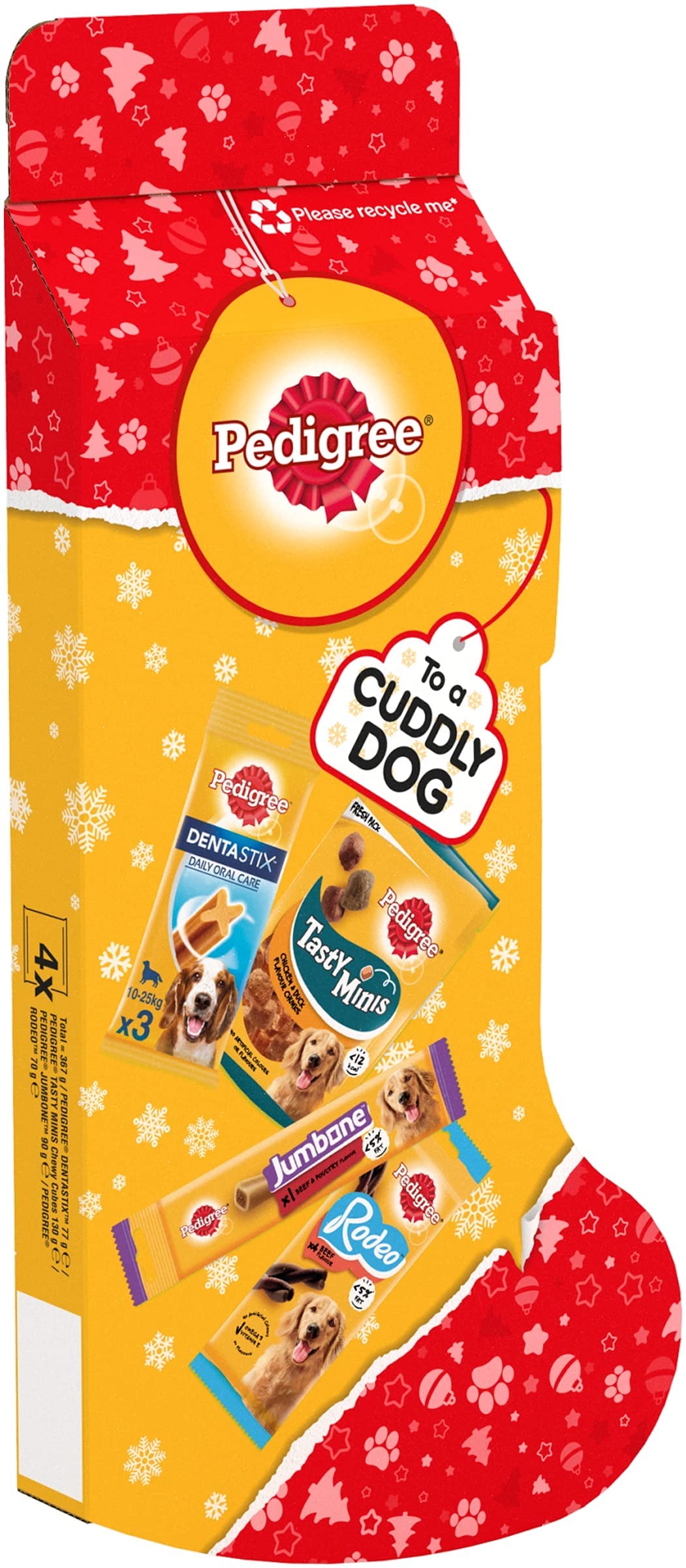 PEDIGREE Christmas Stocking Gift Adult Dog Treats Mixed 367g (1 X Stocking)