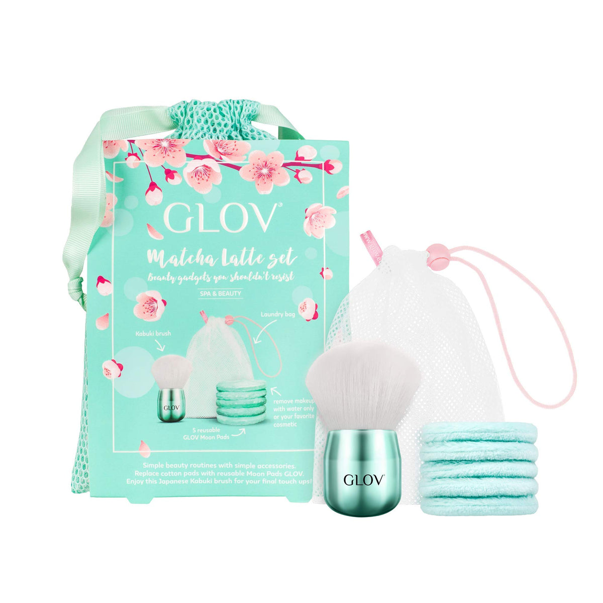 Reusable Makeup Remover Pads Gift Set With Kabuki Brush 5 Washable Face Cleaner and Eye Make Up Remover Pads GiftSet Eco-Friendly Hypoallergenic Makeup Removal Pads Facial Cleansing Only with Water