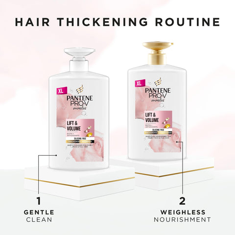 Pantene Biotin & Rose Water Hair Thickening Conditioner, Lift 'n' Volume, 1l, Silicone Free Volume Conditioner