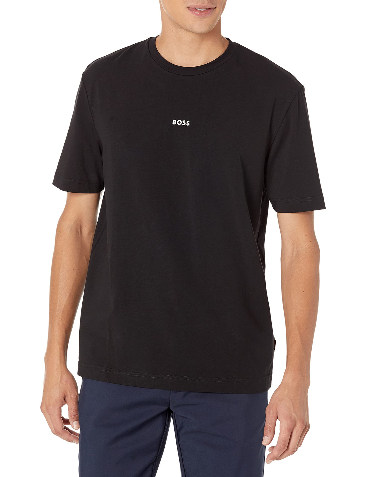 BOSS Mens Center Logo Regular Fit T Shirt T Shirt, Basic Black, 3X Large US