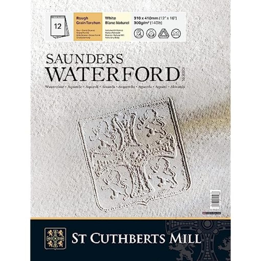 St CUTHBERTS MILL Saunders Waterford Rough Artist Watercolour Paper 300gsm Short Side Glued Pad - Natural White - 12 Sheets