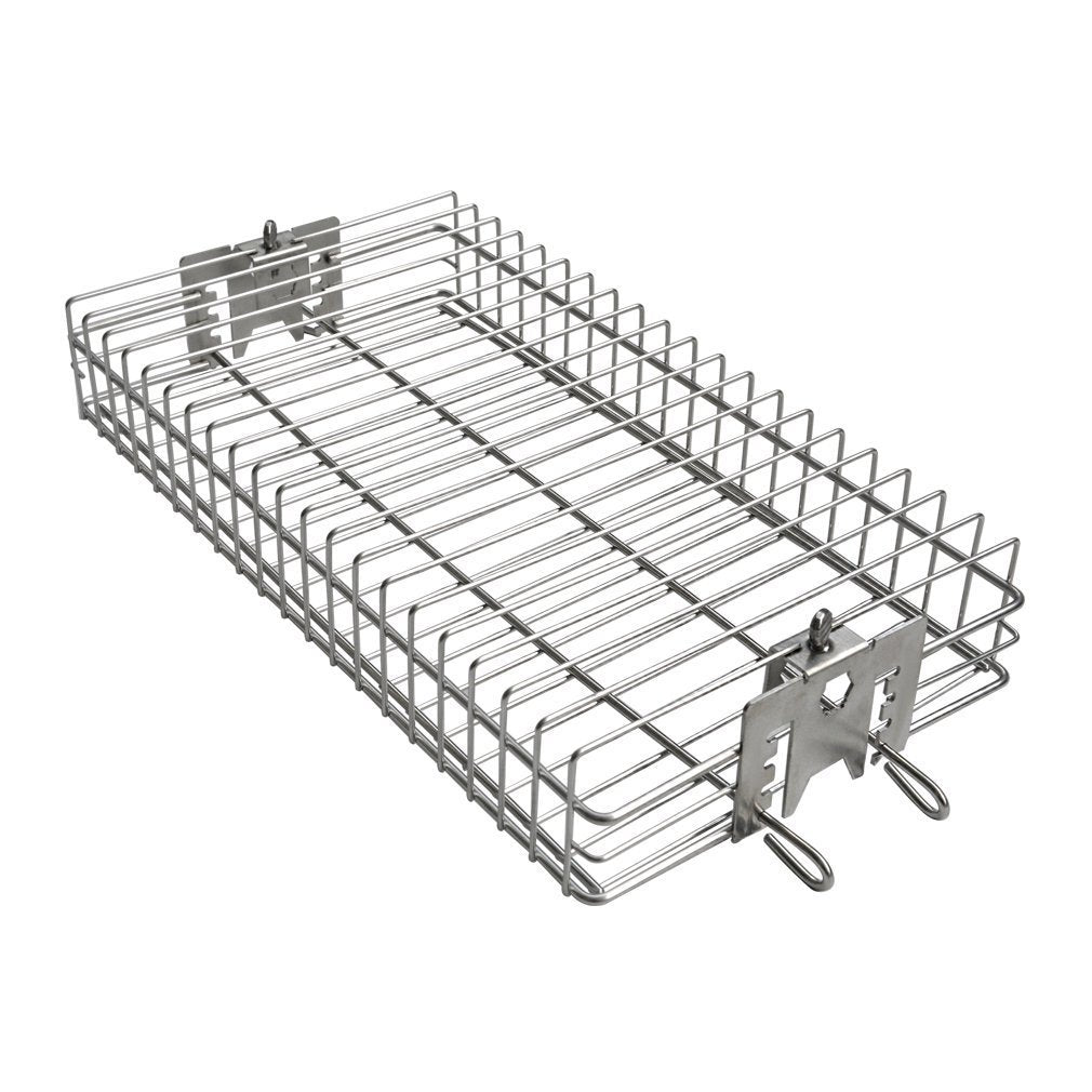 onlyfire BRK-6042 Stainless Steel Flat Spit Rotisserie Grill Basket Fits 1/2” Hexagon, 3/8" Hexagon, 3/8" Square & 5/16" Square Rotisserie Spit Rods