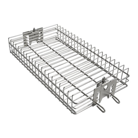 onlyfire BRK-6042 Stainless Steel Flat Spit Rotisserie Grill Basket Fits 1/2” Hexagon, 3/8" Hexagon, 3/8" Square & 5/16" Square Rotisserie Spit Rods