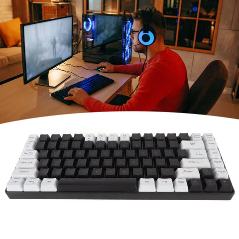 Mechanical Gaming Keyboard, 84 Keys RGB LED Backlit USB Wired Keyboard for Family Office Editing, Ergonomic Quiet Computer Keyboards for Laptop PC (Black)