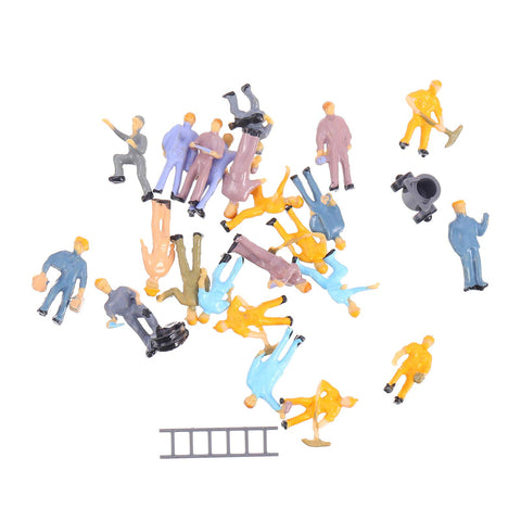 EXCEART Model 25Pcs Sand Table Character Miniature People Miniature Worker People Train Figure Railroad Worker Painted People Figurine Statuette Plastic Three-Dimensional