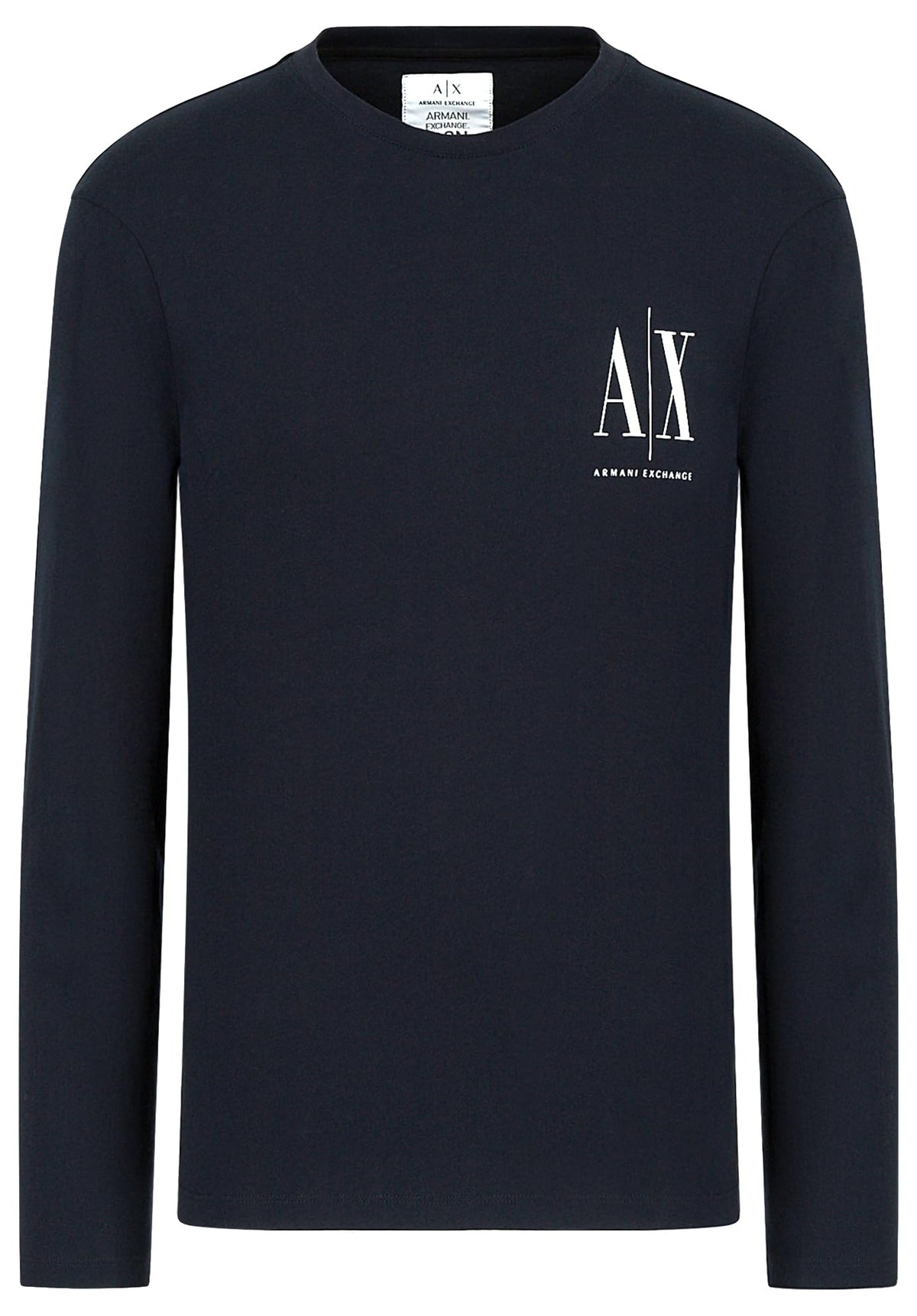 Armani Exchange Men's Long Sleeves, Front Print Logo T-Shirt, Navy, XXL