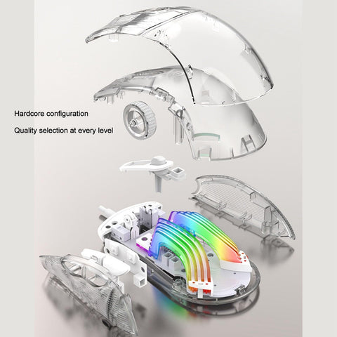 VBESTLIFE Clear Wired Gaming Mouse, Transparent Wired Mechanical Gaming Mouse 6 DPI Adjustable RGB Colorful Lights Silent Computer Mouse, for Laptop PC Desktop Computer