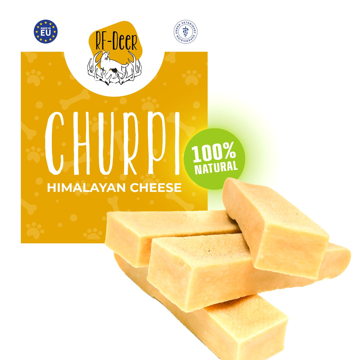 RF - DEER Set of 5 Himalayan Yak Chews for Dogs Large | Dog Toy Cheese Chew Bone | Enjoyment & Dental Care |100% Natural and Long Lasting | Gluten- and Lactose-free | SIze L