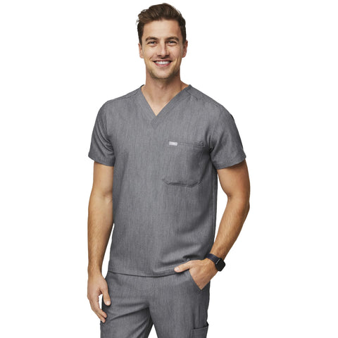 FIGS Leon Three-Pocket Scrub Top for Men - Graphite, L