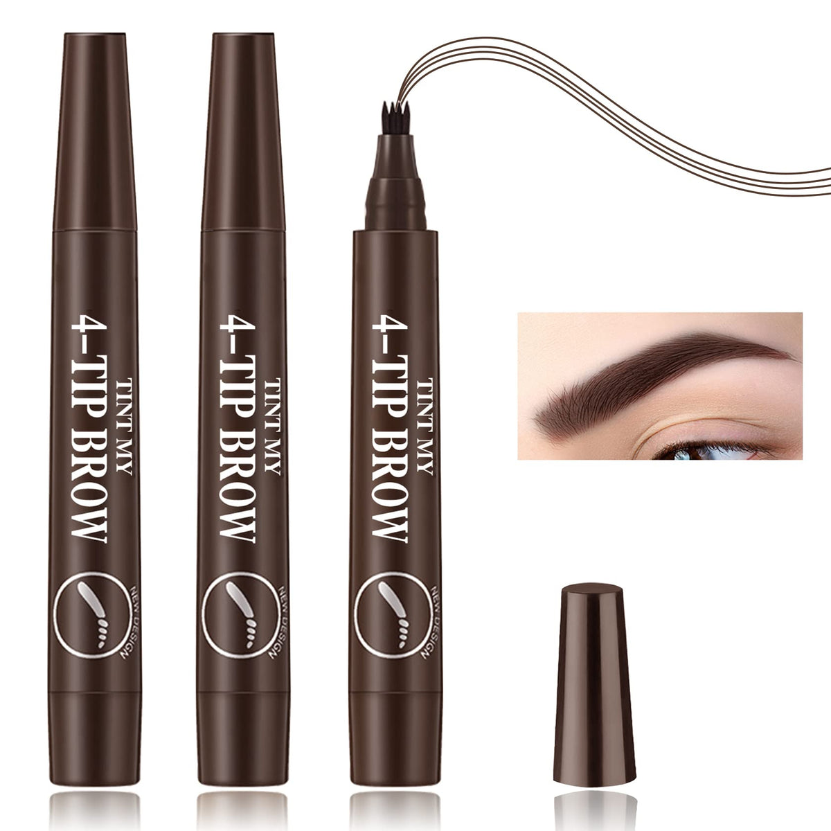 3P Eyebrow Tattoo Pen,Eyebrow Pencil Waterproof Eyebrow Microblading Brow Pen,Brow Pencil,Long Lasting Eyebrow Makeup,Creates Natural Looking Perfect Brows ?Dark Brown?