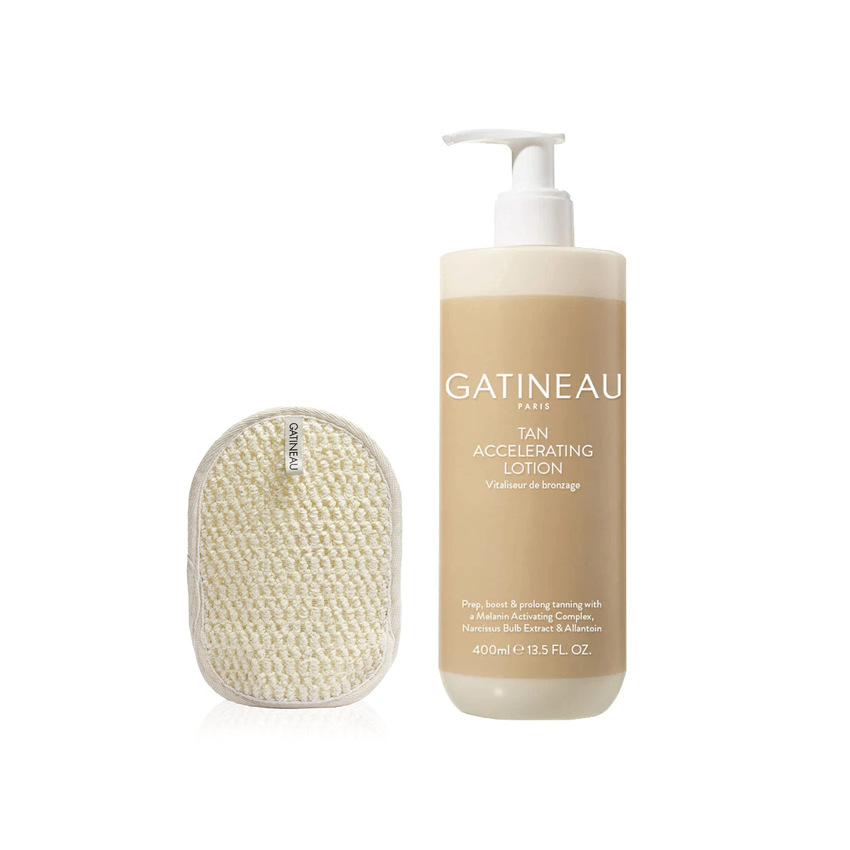 Gatineau - Tan Accelerating Lotion & Body Buffing Cloth, Enhance Natural Tanning, For Face & Body (400ml)