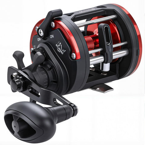 Sougayilang Trolling Reel, Level Wind Conventional Reel Graphite Body Fishing Reel, Round Baitcasting Reel?Durable Stainless-Steel, 35Lbs Max Drag Large Line Capacity Fishing Reels-30R
