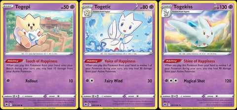 Togekiss 057/189 - Astral Radiance - Rare Pokemon Evolution Card Lot - Togetic Togepi