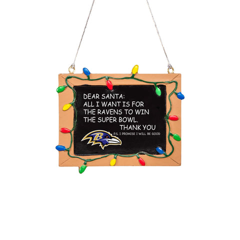 Forever Collectibles UK FOCO BALTIMORE RAVENS RESIN CHALKBOARD SIGN ORNAMENT