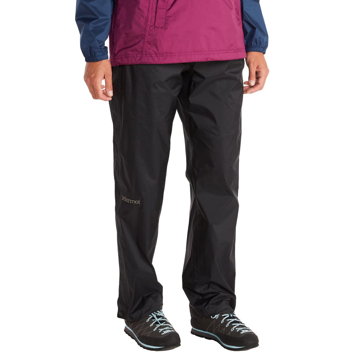 Marmot Women's Precip Eco Full Zip Pant, Waterproof Trousers, Breathable Overtrousers, Lightweight Hiking Pant, Windproof Trekking Pants, Black, M, Regular