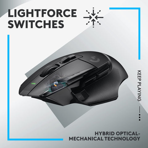 Logitech G502 X Lightspeed Wireless Gaming Mouse - LIGHTFORCE hybrid optical-mechanical switches, HERO 25K gaming sensor, compatible with PC - macOS/Windows - Black