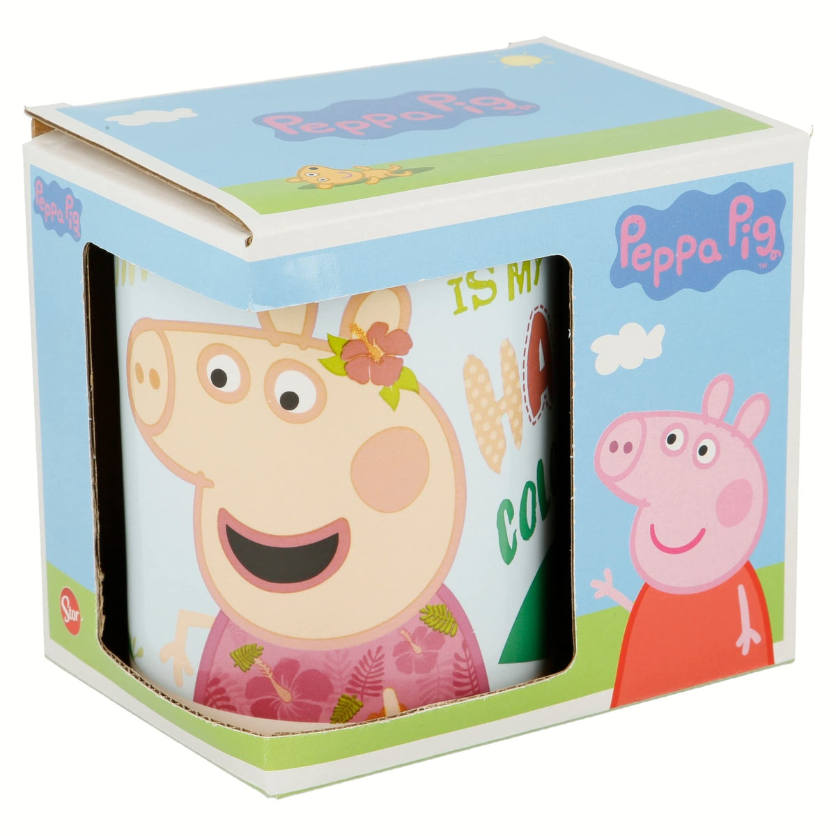 Stor |Ceramic Offset Mug 11 Oz in Gift Box Peppa Pig Pink Flamingo