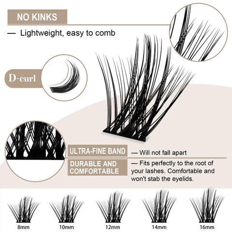 DIY Lash Extension Kit B28 Lash Cluster B&Q DIY Eyelash Extension Kit Individual Lashes Eyelash Clusters with Mascara Brush Eyelash Glue Remover Lash Applicators for DIY Eyelashes Extensions (Kit,B28)