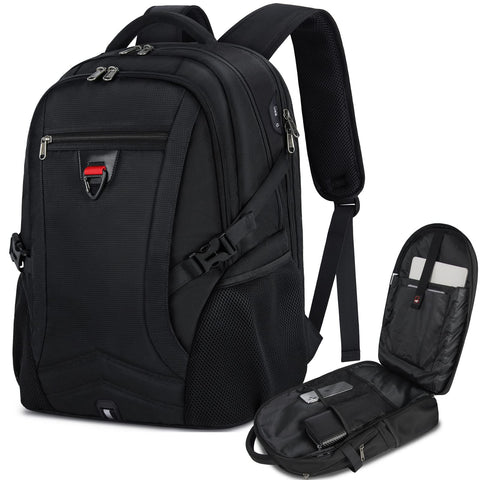 Lubardy Laptop Backpack 17.3 Inch Travel Rucksack for Men with USB Charging Port Water Resistant Laptop Bags Work Backpack for School Business CollegeÃƒÆ’Ã†â€™ÃƒÂ¢Ã¢â€šÂ¬Ã…Â¡ÃƒÆ’Ã¢â‚¬Å¡Ãƒâ€šÃ‚Â Hiking Black