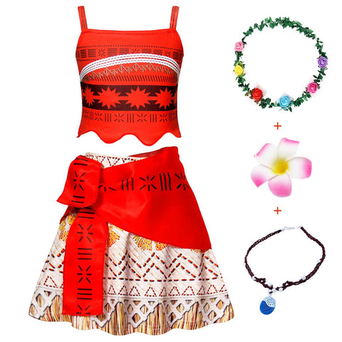 KumSoomliy Moana Costume Kids Moana Dress up World Book Day Cosplay Princess Costume Kid Outfit for Girls Halloween Holiday Birthday Party Fancy Dress 7-8 Y140