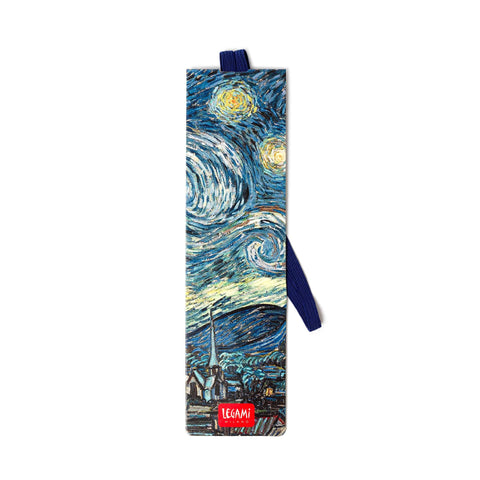 Legami - Bookmark with Elastic Page Marker, Also Useful for Keeping The Book Closed, in Laminated Certified Paper, 4.7 x 17.5 cm, Vincent Van Gogh Theme