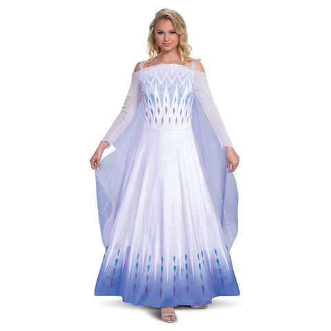 Disguise womens Elsa Costume, Official Disney Frozen 2 Elsa Apparel Dress Adult Sized Costumes, White & Blue, Small 4-6 US