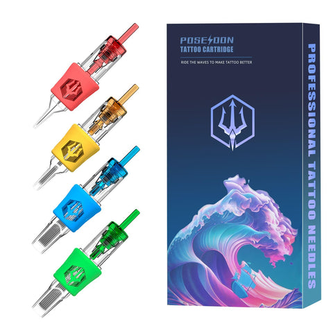 POSEIDON Tattoo Cartridges Needles 20PCS Tattoo Needles with Membrane Safety Cartridges Disposable # 12 Standard Round Liner Tattoo Needle for Tattoo Pen(1205RL)