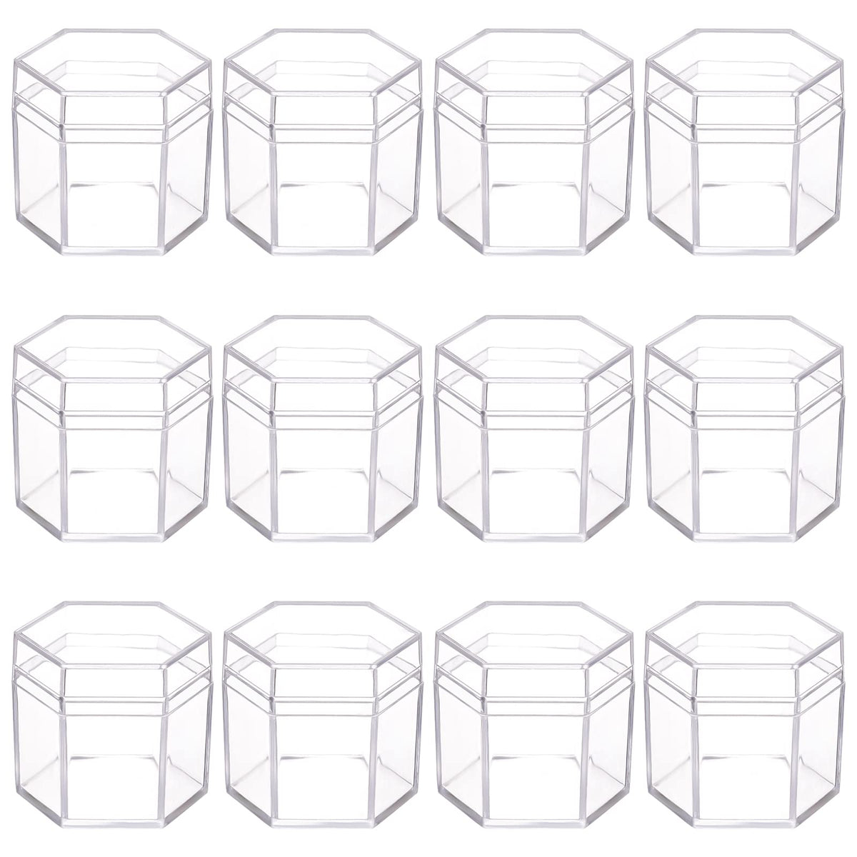BENECREAT 21Pack Clear Acrylic Boxes Hexagon Small Plastic Bead Storage Containers(5.6x5cm) for Gifts, Weddings, Party Favors, Treats, Candies